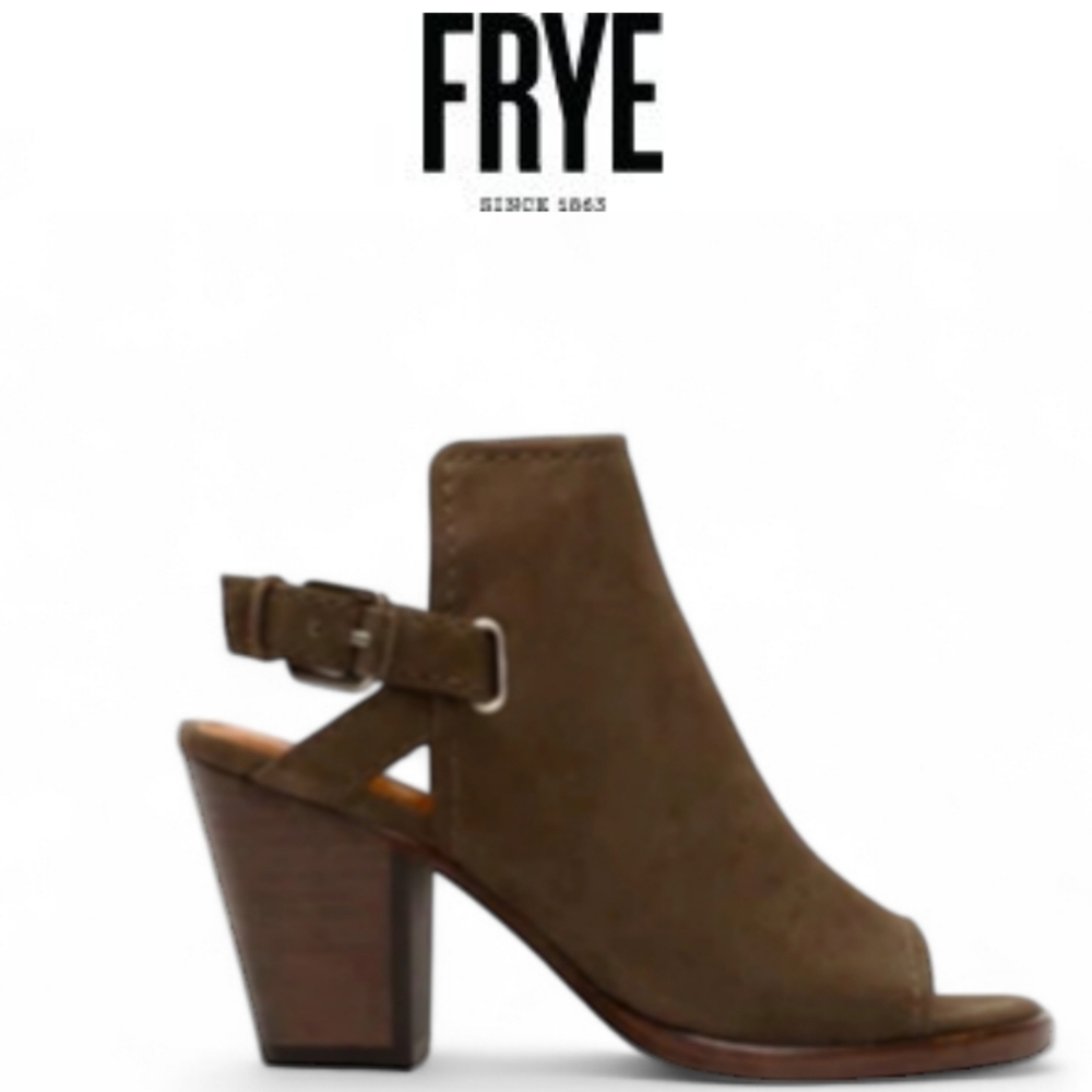 FRYE Dani Shield Sling Block Heel Open Toe Suede Sandals   Size:10